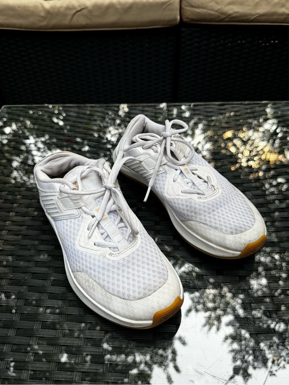 Nike White Athletic Sneakers with Gum Toe Detail